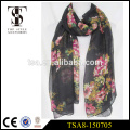 new style 100% polyester scarf silk feel elegant beautiful flower pattern scarf spring hijab